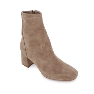 Botin licra elastica cremallera tacon medio mujer taupe 2