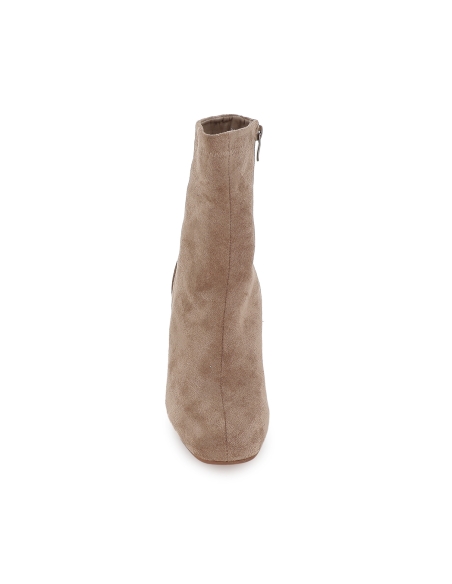 Botin licra elastica cremallera tacon medio mujer taupe