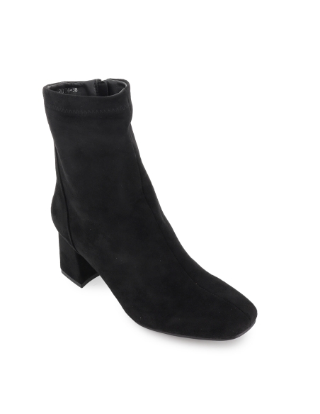 Botin licra elastica cremallera tacon medio mujer negro