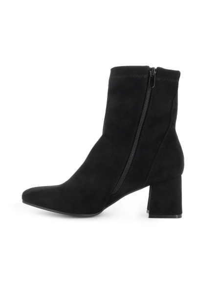 Botin licra elastica cremallera tacon medio mujer negro