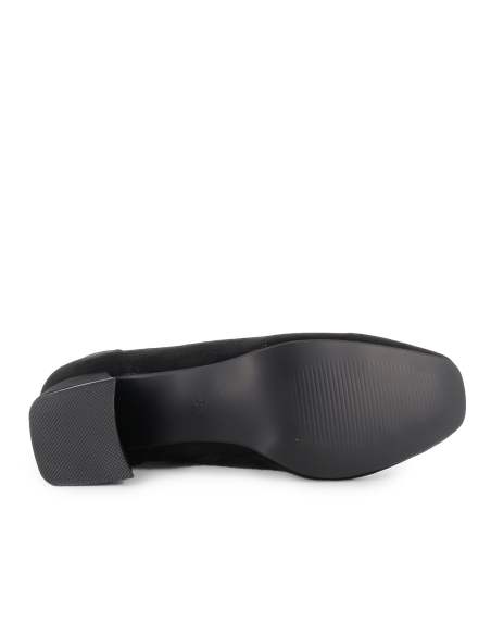 Botin licra elastica cremallera tacon medio mujer negro