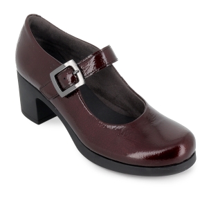 Zapato correa charol hebilla original y tacon medio mujer rojo 2