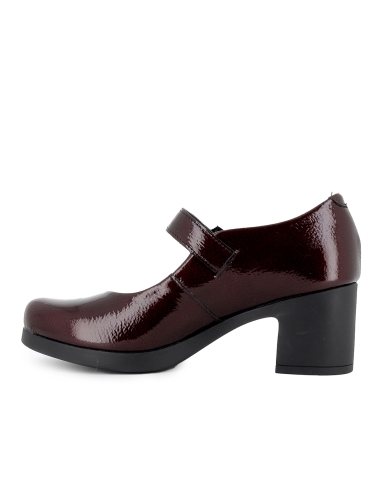 Zapato correa charol hebilla original y tacon medio mujer rojo