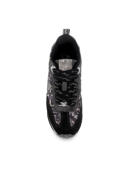 Deportiva textil fantasia plantilla extraible mujer negra