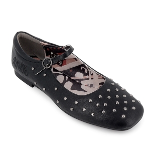 Bailarina con correa y tachas flexible plana mujer negra 2