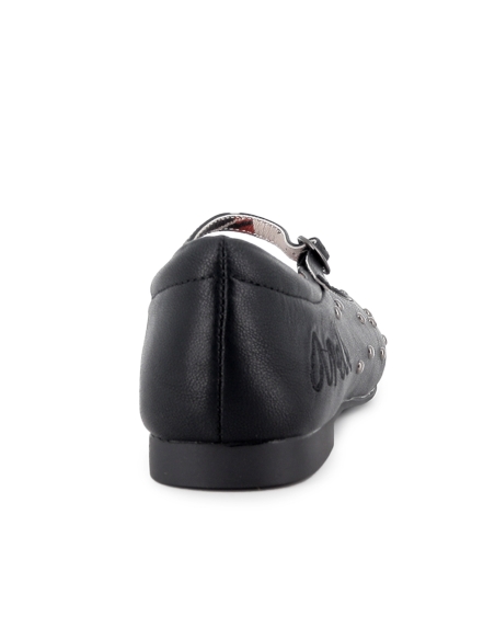 Bailarina con correa y tachas flexible plana mujer negra