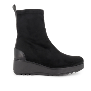 Botin licra cremallera planta acolchada cuña mujer negro