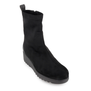 Botin licra cremallera planta acolchada cuña mujer negro 2
