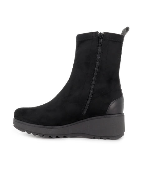 Botin licra cremallera planta acolchada cuña mujer negro