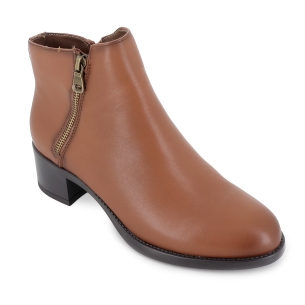 Botin piel con doble cremallera estilo actual tacon mujer marron 2