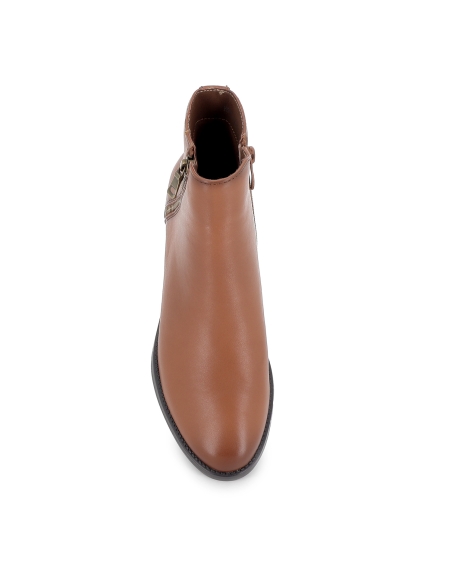 Botin piel con doble cremallera estilo actual tacon mujer marron