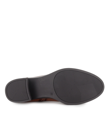 Botin piel con doble cremallera estilo actual tacon mujer marron