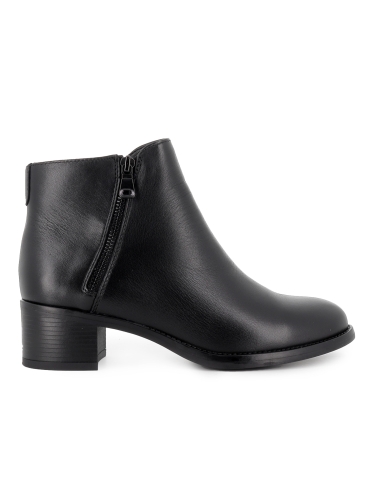 Botin piel con doble cremallera estilo actual tacon mujer negro