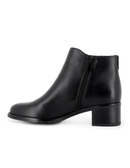 Botin piel con doble cremallera estilo actual tacon mujer negro