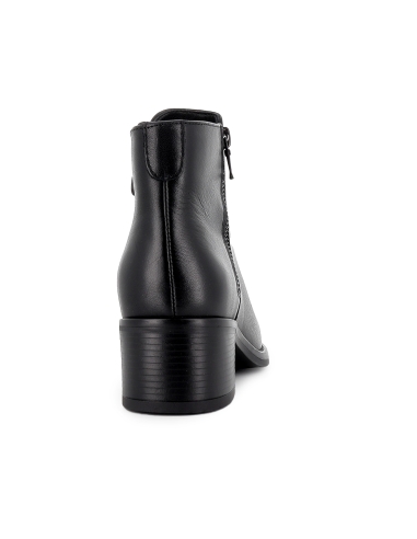 Botin piel con doble cremallera estilo actual tacon mujer negro