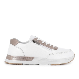 Deportiva piel cordon y cremallera comoda mujer blanco contrast