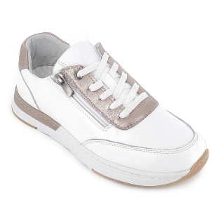 Deportiva piel cordon y cremallera comoda mujer blanco contrast 2