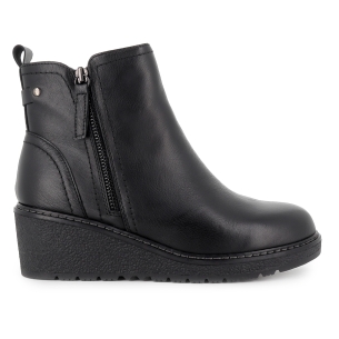 Botin piel cuña con doble cremallera estilo joven mujer negro