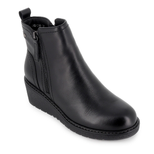 Botin piel cuña con doble cremallera estilo joven mujer negro 2
