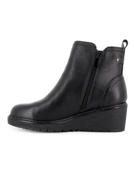 Botin piel cuña con doble cremallera estilo joven mujer negro