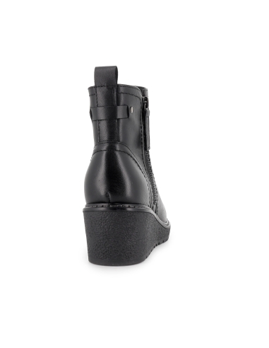 Botin piel cuña con doble cremallera estilo joven mujer negro