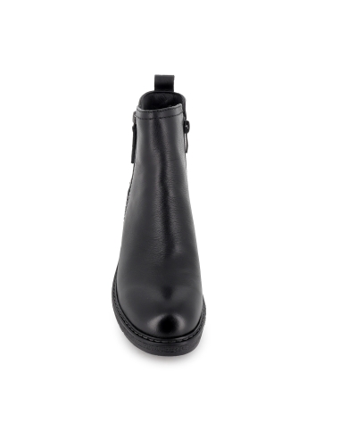 Botin piel cuña con doble cremallera estilo joven mujer negro