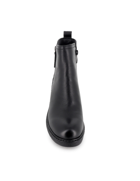 Botin piel cuña con doble cremallera estilo joven mujer negro