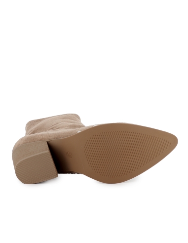 Botin antelina elastica tachas cremallera tacon medio mujer taupe