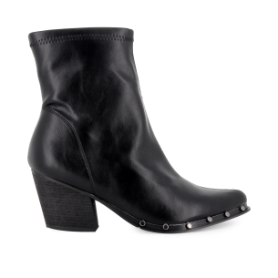 Botin licra elastica tachas cremallera tacon medio mujer negro