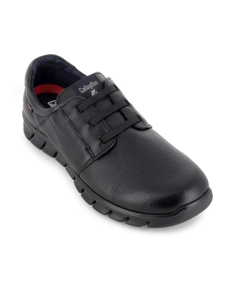 Zapato elasticos piel plantilla flexible y comoda hombre negro