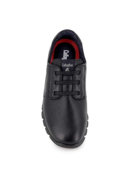 Zapato elasticos piel plantilla flexible y comoda hombre negro