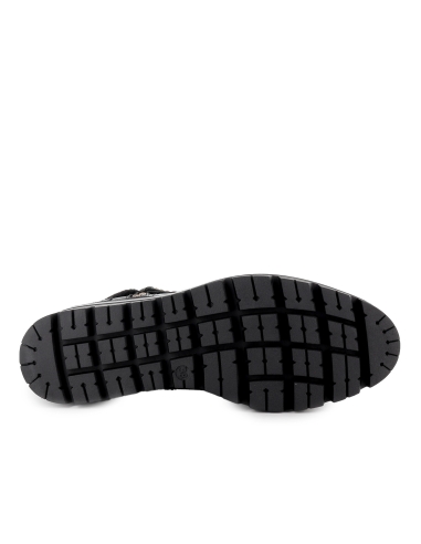 Bota piel lisa cremallera horma redonda cuña mujer negra