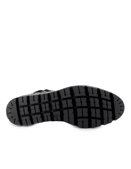 Bota piel lisa cremallera horma redonda cuña mujer negra