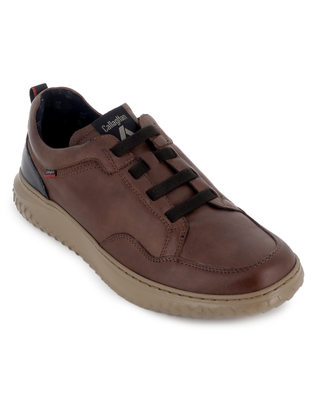 Zapato piel elasticos con plantilla flexible hombre marron