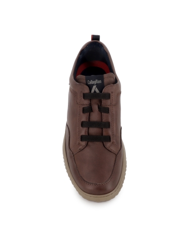 Zapato piel elasticos con plantilla flexible hombre marron