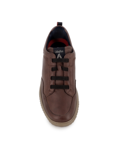 Zapato piel elasticos con plantilla flexible hombre marron