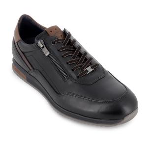 Zapato piel cordones y cremallera con plantilla hombre negro 2