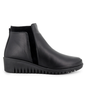 Zapato abotinado piel blanda cremallera con plantilla mujer negro