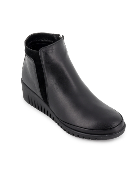 Zapato abotinado piel blanda cremallera con plantilla mujer negro