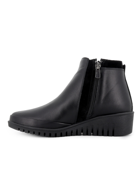 Zapato abotinado piel blanda cremallera con plantilla mujer negro