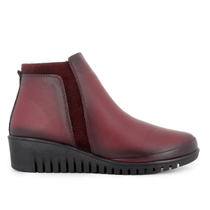 Zapato abotinado piel blanda cremallera con plantilla mujer rojo
