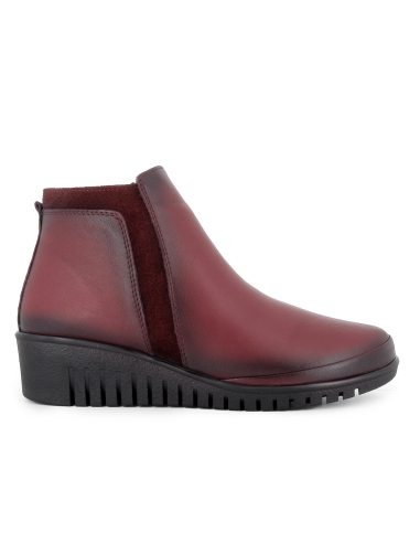 Zapato abotinado piel blanda cremallera con plantilla mujer rojo