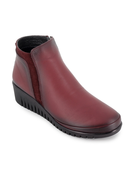 Zapato abotinado piel blanda cremallera con plantilla mujer rojo