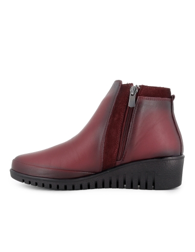 Zapato abotinado piel blanda cremallera con plantilla mujer rojo