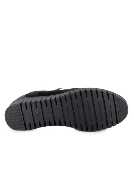 Botin piel y serraje cremallera comodo cuña mujer negro