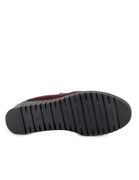 Botin piel y serraje cremallera comodo cuña mujer rojo