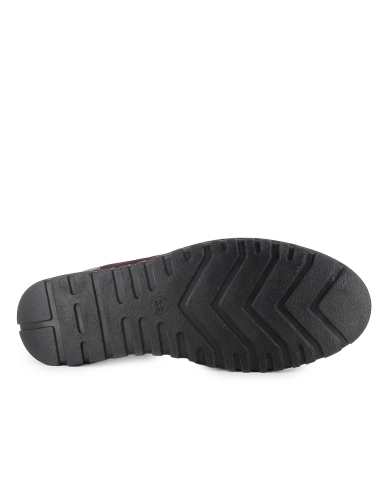 Zapato piel cordon y cremallera cuña flexible mujer rojo