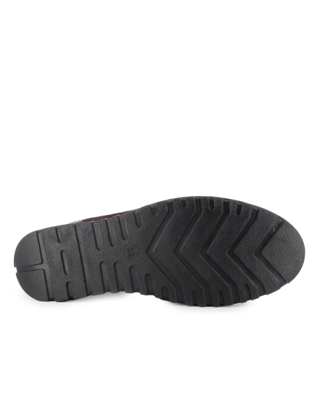 Zapato piel cordon y cremallera cuña flexible mujer rojo