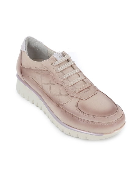 Zapato elasticos piel acolchado costuras vintage mujer beige