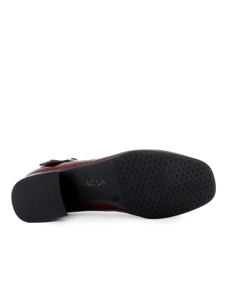 Zapato correa piel charol plantilla acolchada mujer burdeos